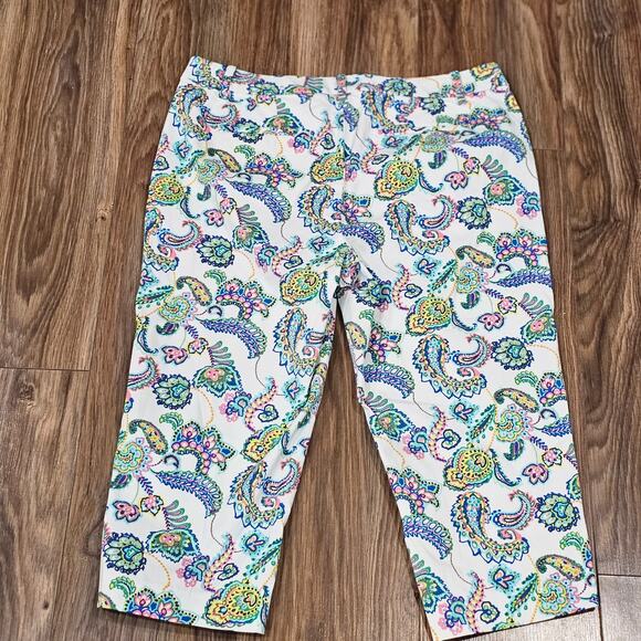 Talbots 12p Perfect Skimmer Capri Paisley Print Blue yellow - Picture 4 of 7